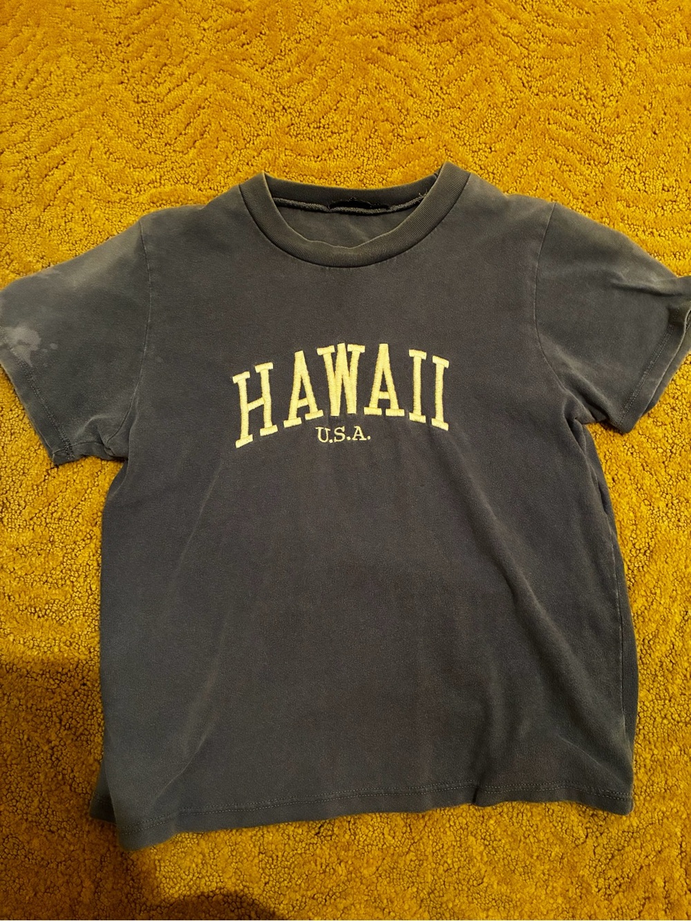 Brandy Melville Navy Kids Hawaii Graphic Tee - Yellow Logo